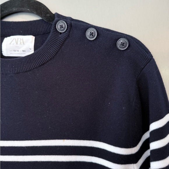 Zara Black and White Striped Sweater Timeless Nautical Design - Picture 3 of 5